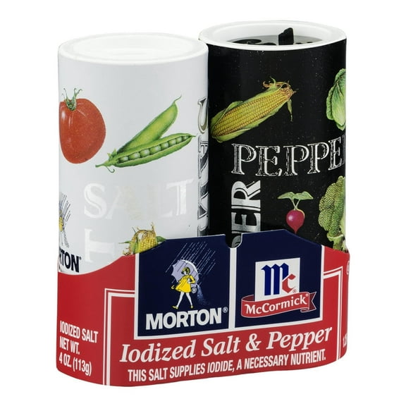 Morton, Iodized Salt & AIF4 Pepper Shaker Duo Pack, 5.5oz Package (Pack of 6)