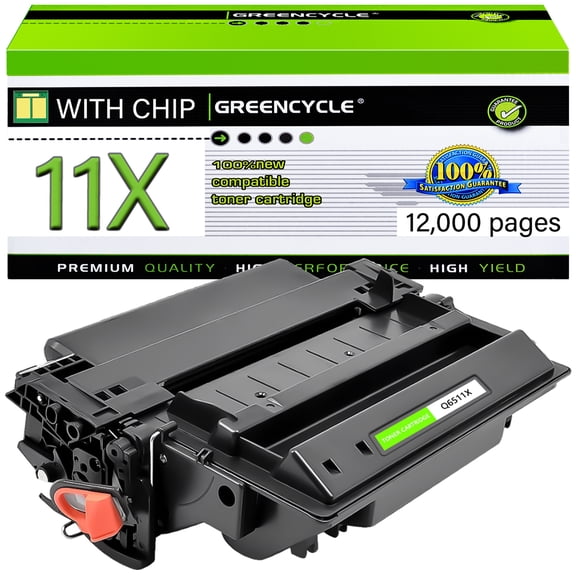 GREENCYCLE 1 Pack Compatible for HP 11X Q6511X 11A Q6511A Black Toner Cartridge Replacement with HP Laserjet 2430 2420 2410 2400 2420d 2420dn 2430tn Printer