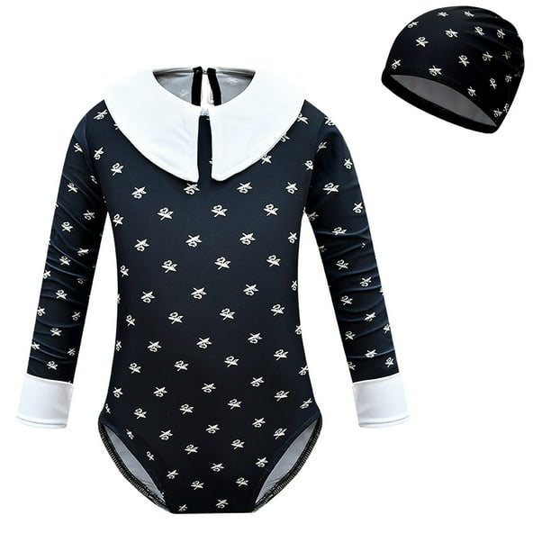 HAWEE Wednesday Swimsuit for Girls One Piece Bathing Suit Kids Addams