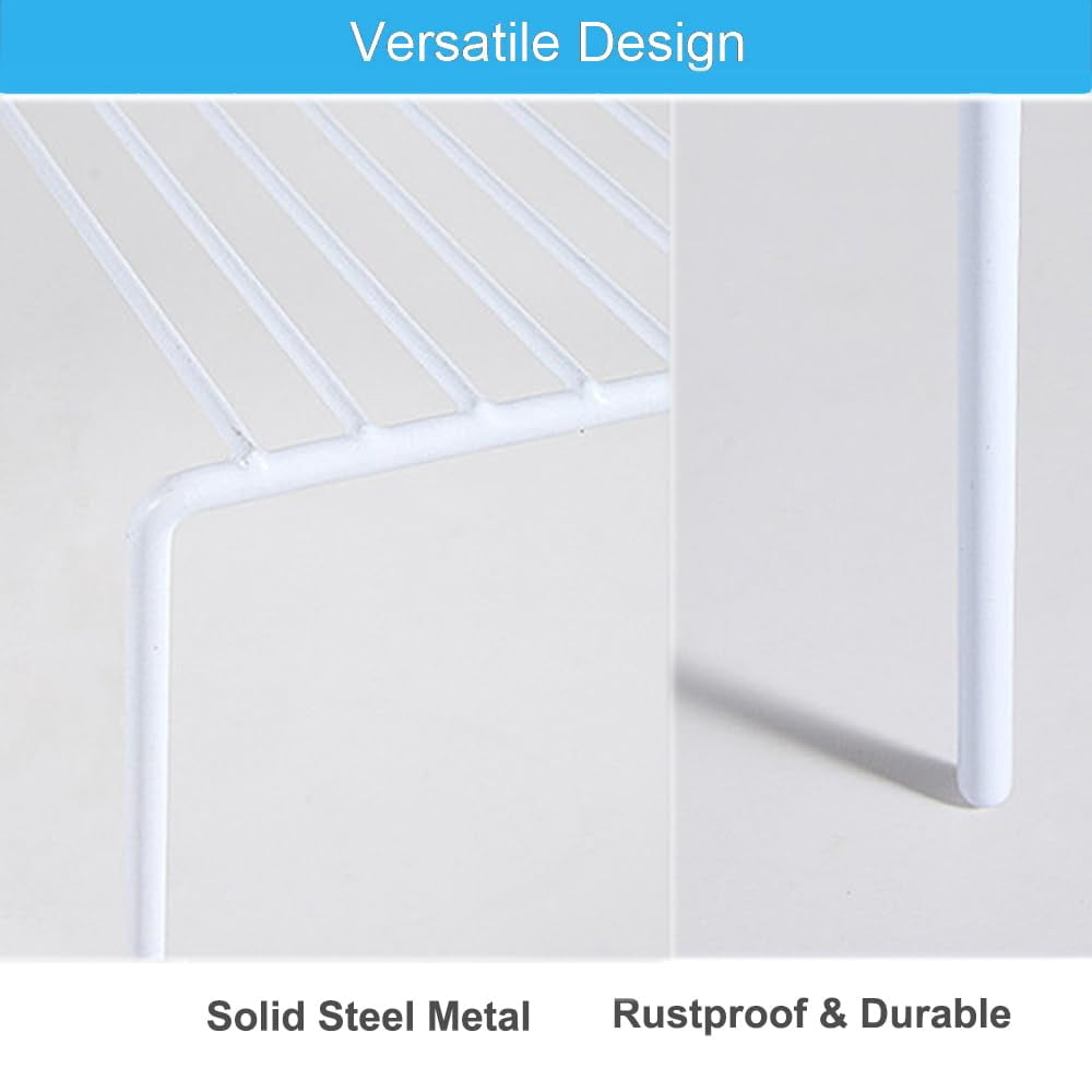 SANNO Freezer Cabinet Storage Shelf Rack, Wire Shelf Rack for Organization Kitchen Countertops Pantries Utensils，Set of 2