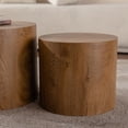 thumbnail image 3 of Leumius Nesting Coffee Table Set of 2, Round Wooden Coffee Tables Circle Modern Table, Accent End Side Table for Small Space Living Room Bedroom Brown, 3 of 7
