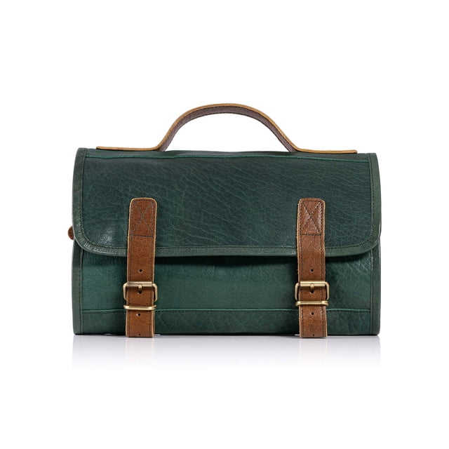 Neceser colgante KomAlc Premium de piel de búfalo verde