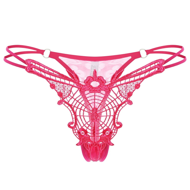 Qcmgmg Plus Size Womens Underwear Lace No Show Low Rise G String Thong for  Women Stretch Sexy Seamless Cute Panties Womens Hot Pink S 