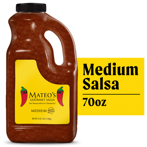 Mateo's Gourmet All Natural Salsa, Medium Heat, 70oz Extra Large Jug of Salsa