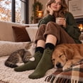 thumbnail image 3 of Loritta 5 Pairs Women's Cute Wool Crew Socks Cozy Fuzzy Warm Winter Socks with Fun Patterns, Gift Idea, Size 5-9, 3 of 10