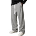 thumbnail image 2 of Domuza Baggy Sweatpants Men Casual Drawstring Waist, Open Bottom Uncuffed Lightweight Sweat Pants with Pockets Light Gray S, 2 of 4