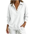thumbnail image 2 of Warop Women's Lapel Button and Snap Sweatshirt Long Sleeve Loose Casual Pullover for Spring Winter and Daily, 2 of 6