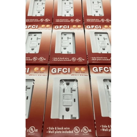 10PK GFCI GFI Outlet 20Amp WR/TR White GFCI Receptacles Outdoor Kitchen Bathroom