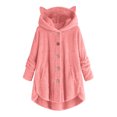 thumbnail image 2 of Going Out Tops for Women Viikei Womens Coats and Jackets,Fashion Women's Button V-Neck Pullover Tops Long Sleeve Hooded Blouse Coat Pink XXXXL, 2 of 4