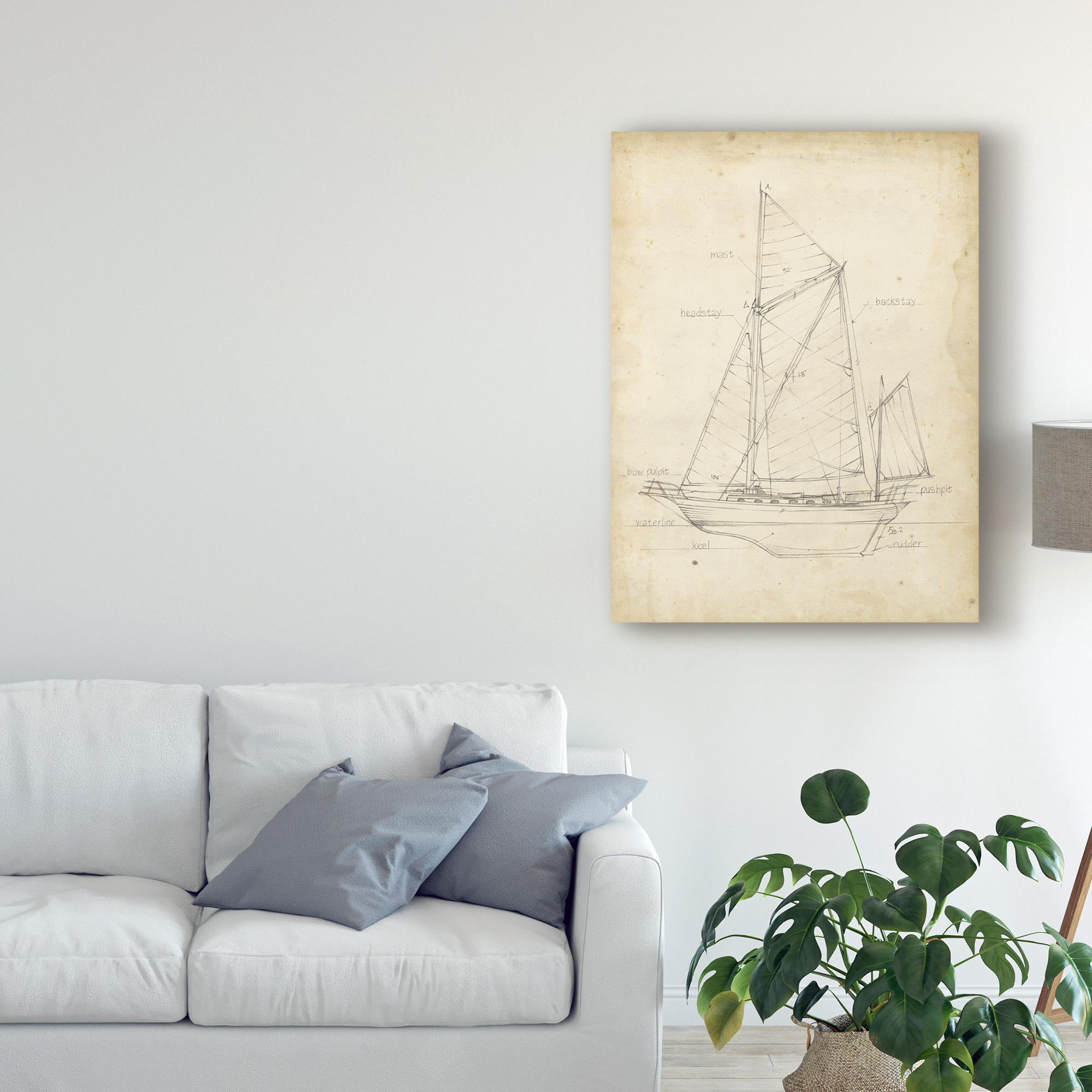 Trademark Fine Art 'Sailboat Blueprint V' Canvas Art by Ethan Harper