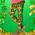 thumbnail image 4 of UVEASISHA St Patricks Day Leggings for Women Glitter Shamrock Printed Gold Yoga Pants Lucky Green Clover Holiday Tights Tummy Control Workout Pant Gold L, 4 of 6