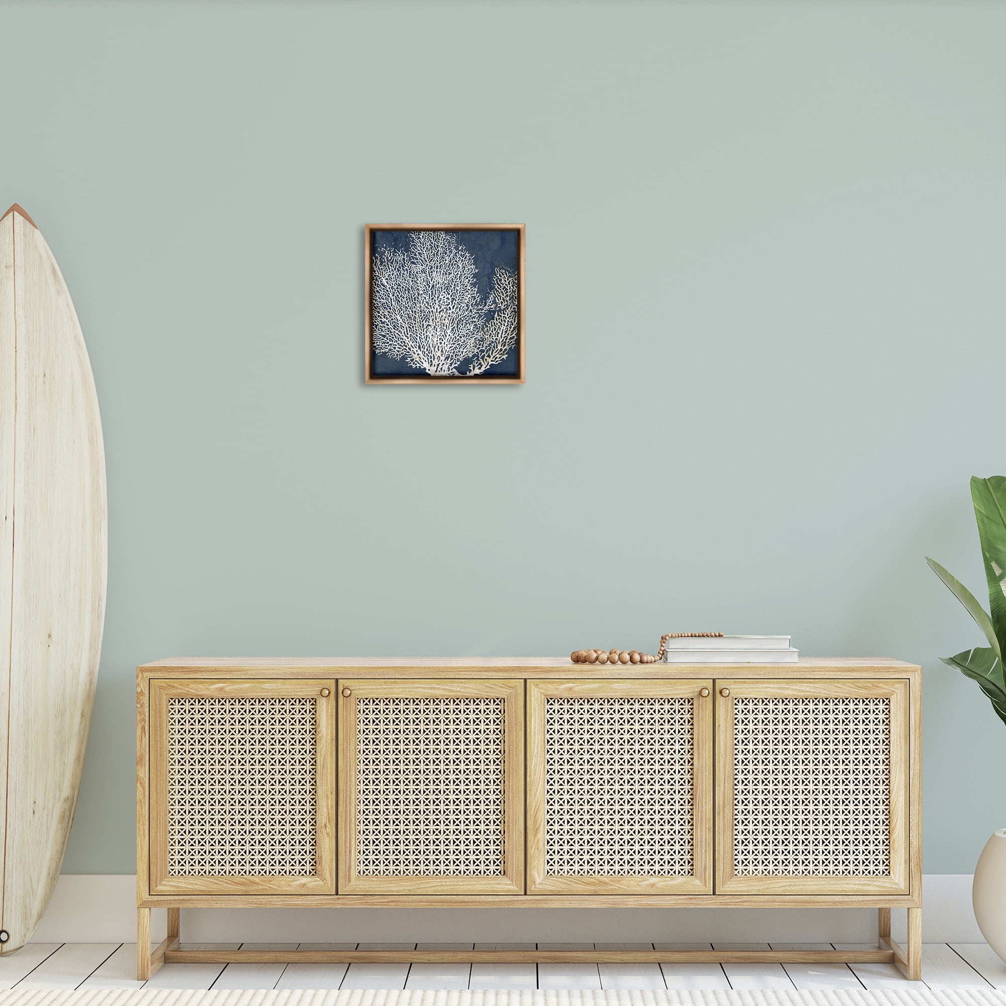 Stupell Industries Sea Coral Ocean Life Silhouette Nature Painting Brown Floater Framed Canvas Art Print Wall Art, 18 x 18