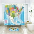 thumbnail image 3 of American Map Shower Curtain 72X72 Inch Educational Geography USA Cities White Earth Technology Colorful Kids Bathroom Home Decor Polyester Fabric 12 Pack Plastic Shower Hooks, 3 of 4