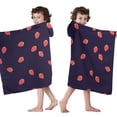 thumbnail image 4 of Red Strawberry Plants Dark Pattern Hooded Bath Towel，50"x30" for Ages 3 To 12 Kids, Quick Dry Lightweight Soft Microfiber Hood Beach Towel Cover Up for Kids, 4 of 7