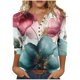thumbnail image 1 of Tejiojio 3/4 Length Seelve Shirts for Women Casual Printed Crewneck Blouse Loose Fit Summer Top, 1 of 5