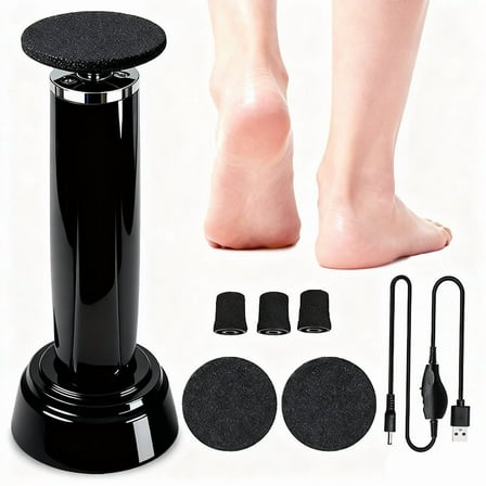 Purpose Electric Foot File, Ideal for Callus and Dead Skin Removal, Pedicure Tool for Men and Women, Foot Scrubber Included, Black