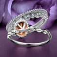 thumbnail image 3 of Art Deco 2.75 Carat Oval Cut Morganite And Diamond Moissanite Classic Engagement Ring, Halo Wedding Ring in 925 Sterling Silver With 18k White Gold Plating Gift For Her, Trio Set, Matching Band, 3 of 3