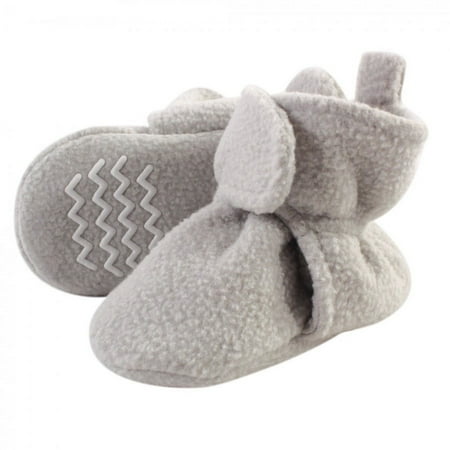 Hudson Baby Baby and Toddler Cozy Fleece Booties Light Gray 12-18 Months