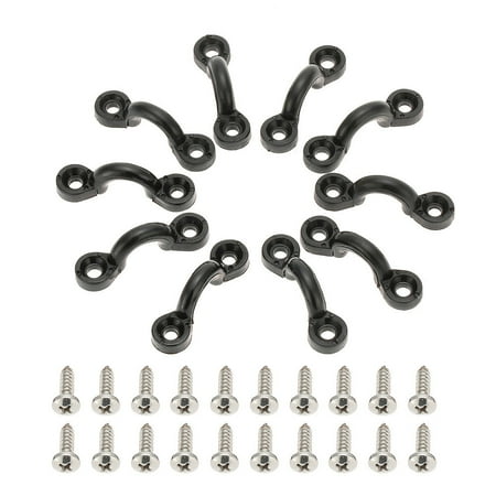 

10pcs Nylon Bungee Deck Loops Tie Down Pad Eye with 20 Screws for Boat Kayak Deck Rigging Kit