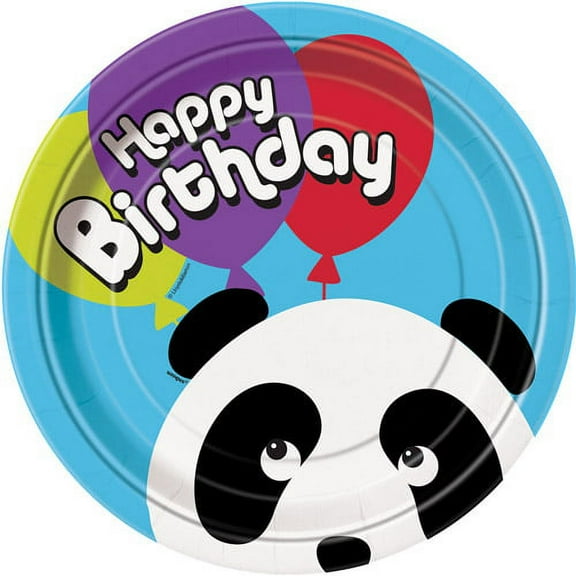 9" Birthday Panda Paper Dinner Plates, 8ct