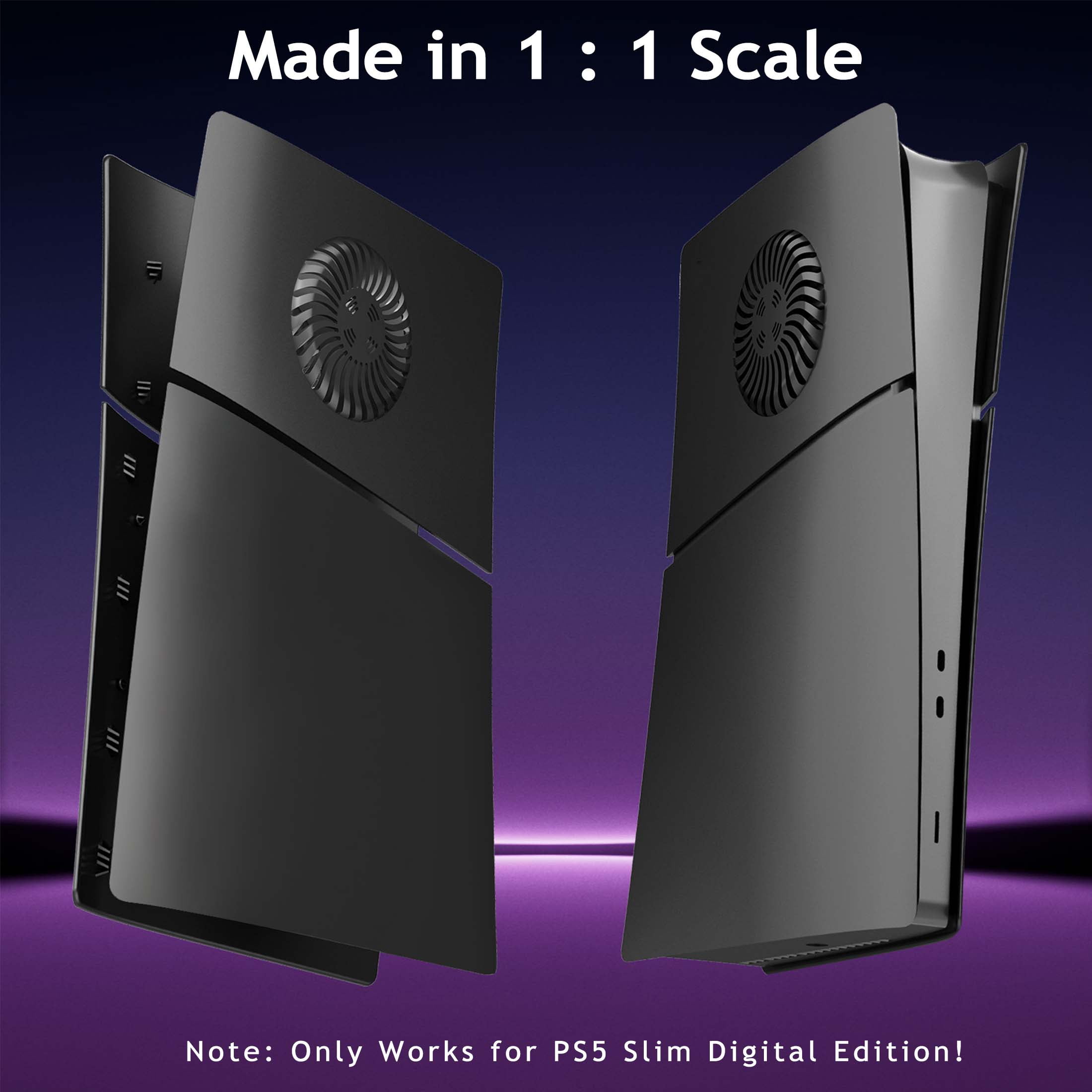 Faceplate for PS5 Slim Digital Edition with Cooling Vents Face Plate Console Cover, Black