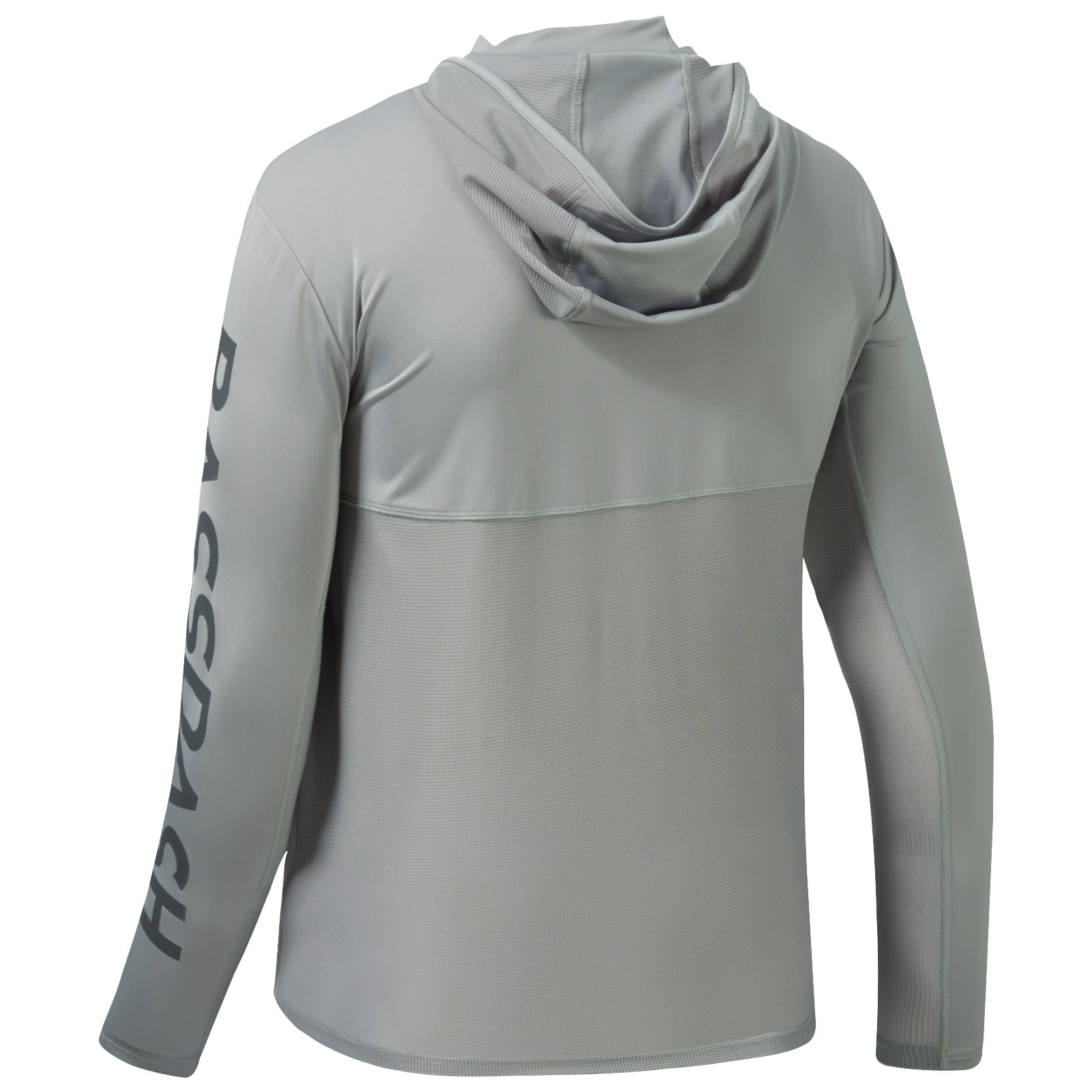 Bassdash Men's UV Sun Protection Hooded Long Sleeve Fishing Hoodie,Grey,XL