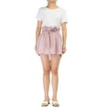 thumbnail image 2 of DARING DIVA Women's Bow Tie High Waist Short Paper Bag Shorts XL Pink, 2 of 6