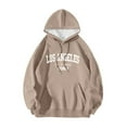 thumbnail image 4 of Womens Fall Winter Fashion Hoodies Los Angeles Letter Print Pullover Sweatshirts Long Sleeve Casual Tops with Pocket, 4 of 4