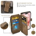 thumbnail image 5 of Asuwish Compatible with iPhone 15 6.1 inch Wallet Phone Case and Tempered Glass Screen Protector Faux Leather Flip Credit Card Holder Stand Zipper Slot Cell Cover for i Phone15 i15 15Case Women Brown, 5 of 6