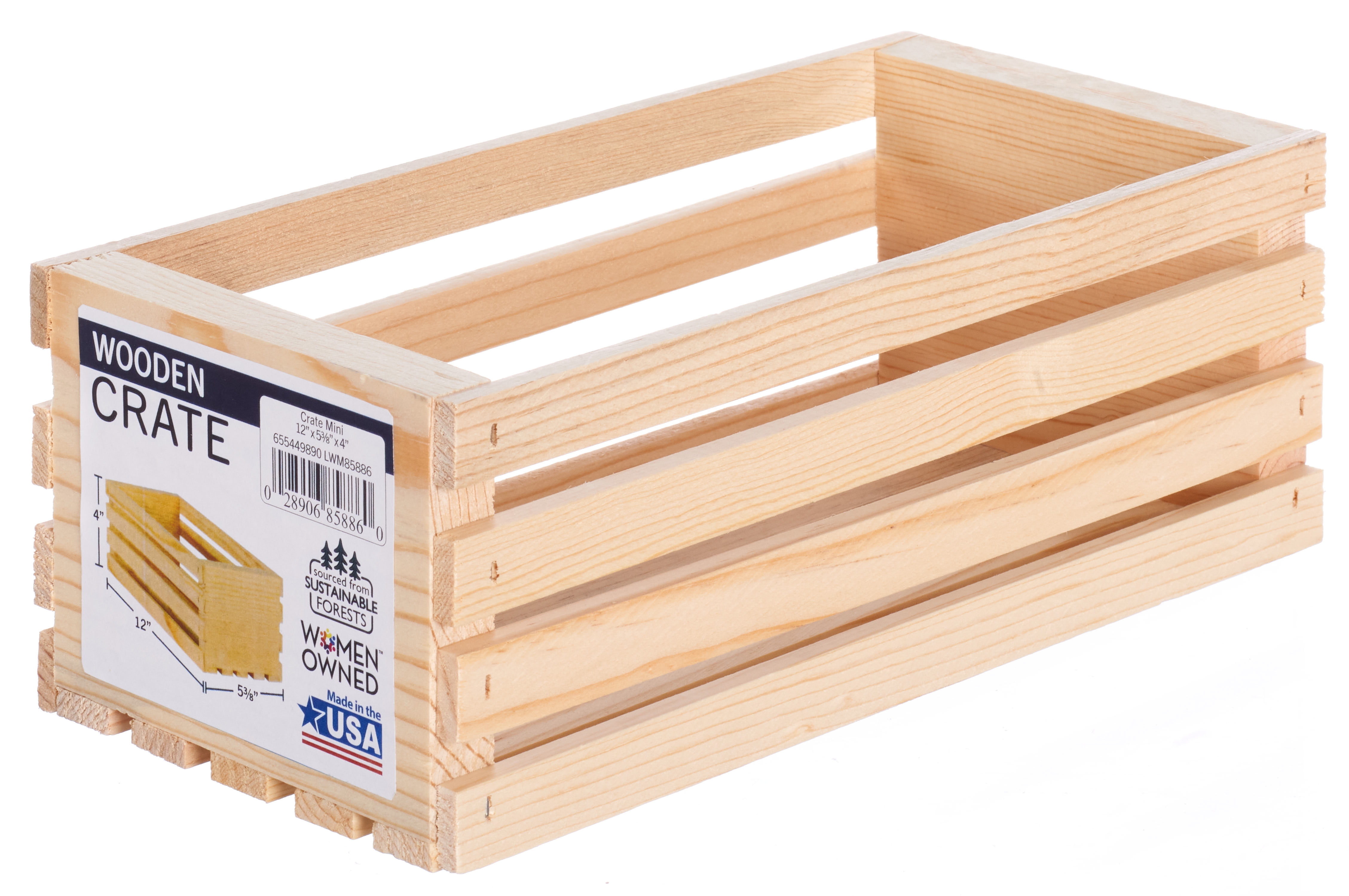 Unfinished Wood Crate 12in