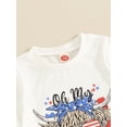 thumbnail image 6 of Toddler Baby Girl 4th Of July Outfits Short Sleeve T-Shirt Stars Stripes Bell Bottoms Summer 2PCS Clothes, 6 of 9