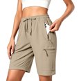 thumbnail image 2 of Women's Lightweight Hiking Cargo Shorts Quick Dry Athletic Shorts Camping Travel Golf Zipper Pockets Water Resistant Brown M, 2 of 6
