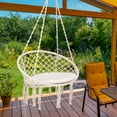 thumbnail image 4 of Patiojoy Hanging Hammock Chair Macrame Swing Chair Beige with Soft Cushion for Bedroom, Patio, Backyard, Balcony, 4 of 10