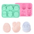 thumbnail image 2 of 4 moldes de chocolate de Pascua con 6 rejillas y forma de conejito, antiadherentes de silicona para pasteles, para hornear chocolates, dulces, cupcakes y caramelos., 2 of 8