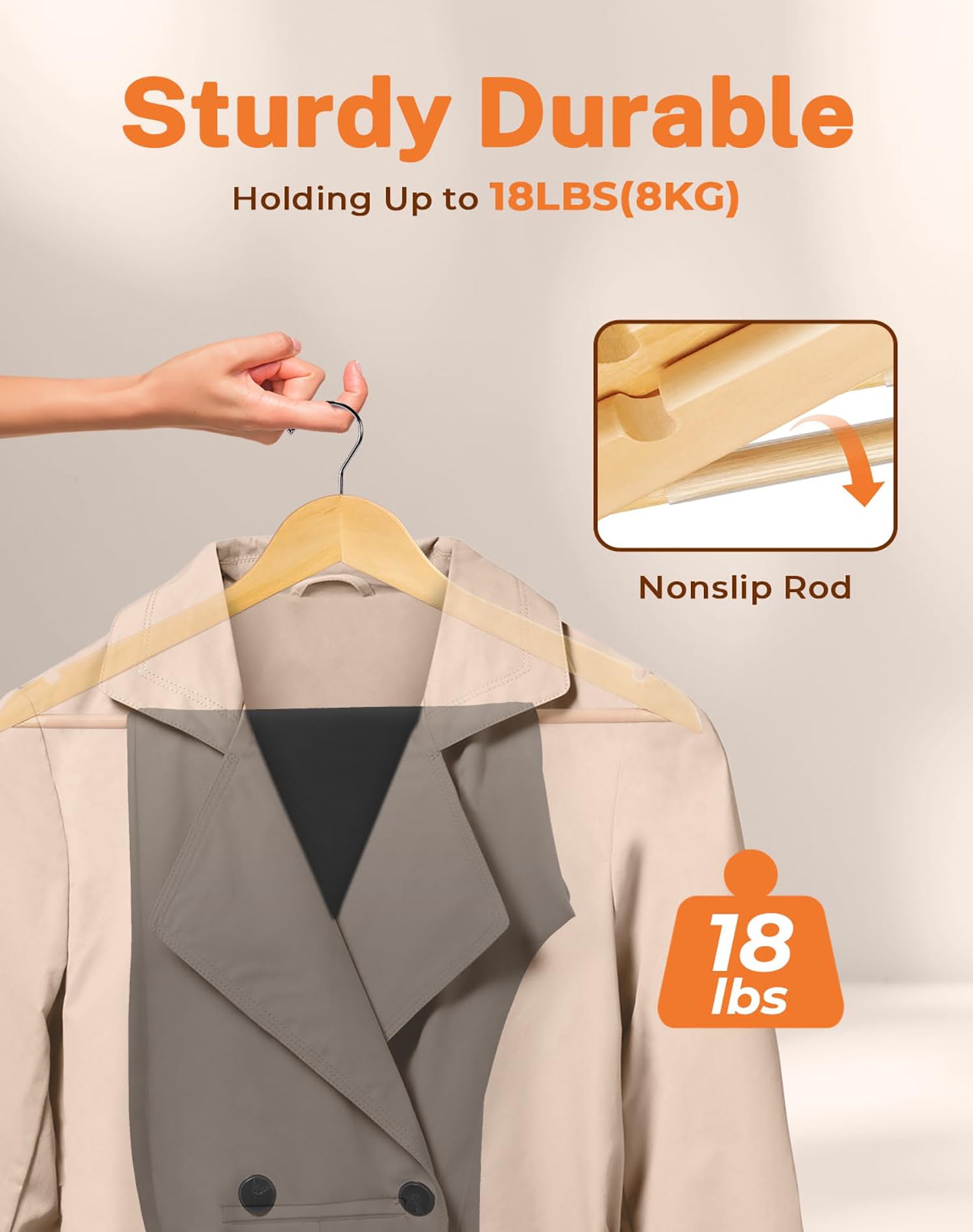 30-Pack Premium Non-Slip Wooden Hangers with 360° Swivel Hook - Heavy Duty, Space-Saving, and Wrinkle-Free for Shirts, Suits, Dresses, and Jackets