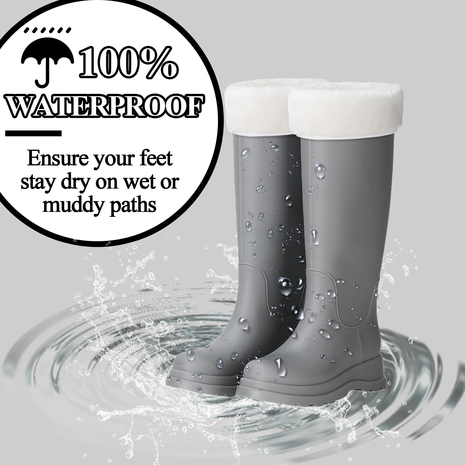 AUXDIQ Rain Shoes Women Mid-calf Boots Waterproof Rain Boots Outdoor Garden Shoes