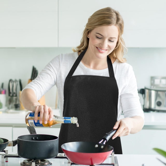 unbranded 10Ud Delantal Con Bolsillos Para Cocina Negros Impermeables Y Ajustables