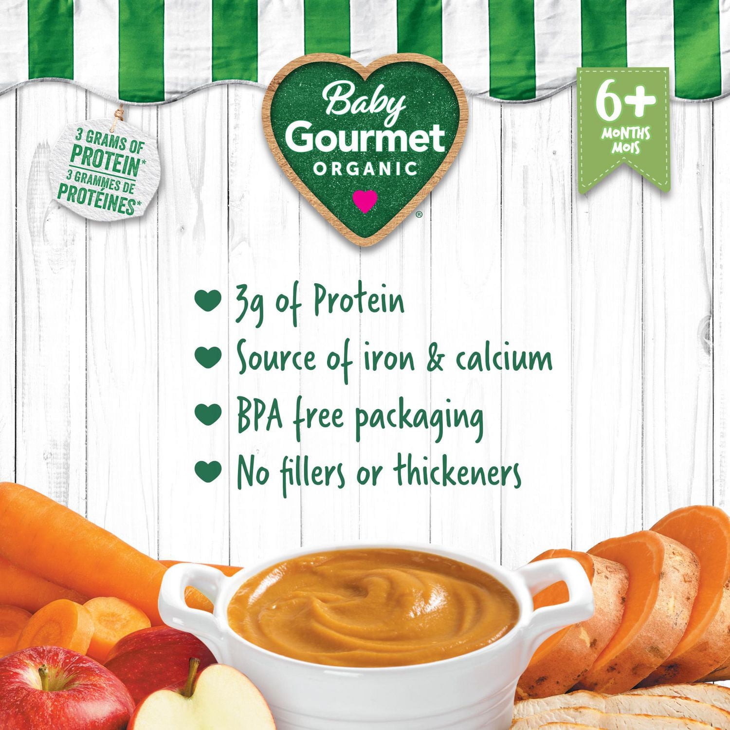 Baby Gourmet Organic Meal Sweet Potato Apple & Chicken, Puree - 128 mL