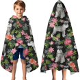 thumbnail image 3 of Schnauzer with Pioneer Flower Hooded Bath Towel，60"x35" for Ages 3 To 12 Kids, Quick Dry Lightweight Soft Microfiber Hood Beach Towel Cover Up for Kids, 3 of 7