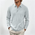 thumbnail image 4 of Hngshg Mens T-Shirts Big and Tall Comfy Button Up Collared Tops Long Sleeve Solid Color Pullover Tee Shirts, 4 of 7