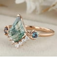 thumbnail image 2 of Kite Shape Natural Moss Agate and Lab-Created Moissanite, Alexandrite Solitaire Engagement Ring in 925 Sterling Silver for Women – Unique, Elegant, and Timeless, 2 of 5