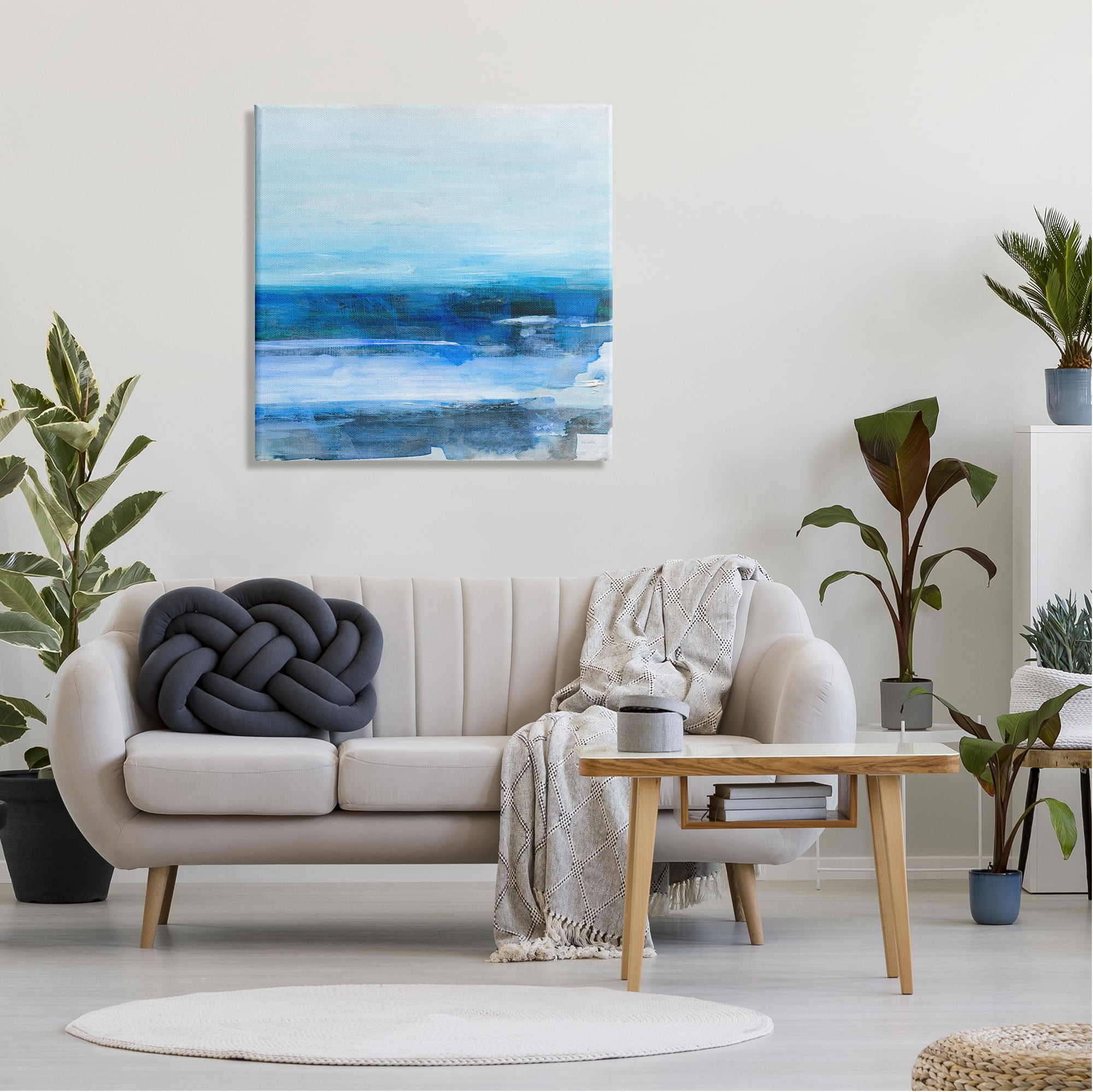 Stupell Industries Modern Ocean Beach Scene Abstract Painting Gallery Wrapped Canvas Art Print Wall Art, 30 x 30