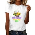 thumbnail image 2 of PNTUTB Women's Summer 2026 Mardi Gras Printed Casual Short Neck Loose Comfortable Sleeve Round T Shirt, 2 of 6