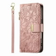 thumbnail image 2 of For Motorola Moto E15 Wallet Case with Card,PU Leather Phone Case Flip Protective Cover Wrist Strap Zipper Credit Card Slots Magnetic Snap Protective Cover,Pink,For Motorola Moto E15, 2 of 7