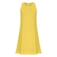 thumbnail image 3 of UPPADA Summer Dress for Women Cotton Linen Crew Neck Solid Basic T-Shirts Dress Casual Sleeveless Midi Dresses with Pocket Pleated Swing Tank Sundress Yellow,S, 3 of 6