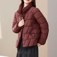 thumbnail image 4 of FRSASU Women's Winter Coat Jacket Windproof Puffer Coat Warm Solid Long Sleeve Capless Outerwear Wine M(M), 4 of 5