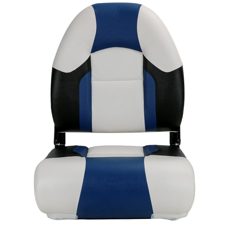 NORTHCAPTAIN S1 Pro Premium High Back Folding Boat Seat,Stainless Steel  Screws Included,White/Pacific Blue/Black(2 Seats) 