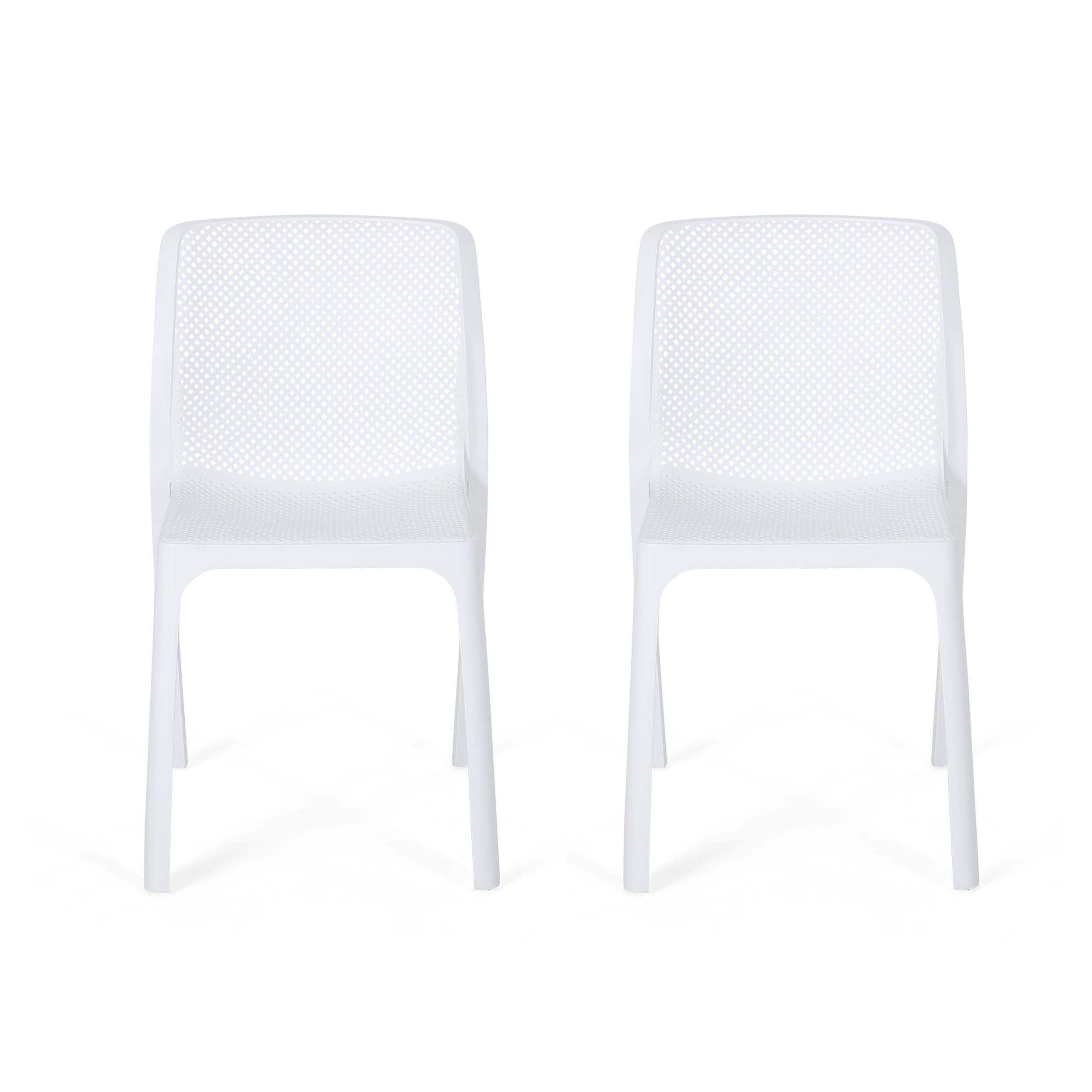 Adley Outdoor Plastic Chairs, Set of 2, White