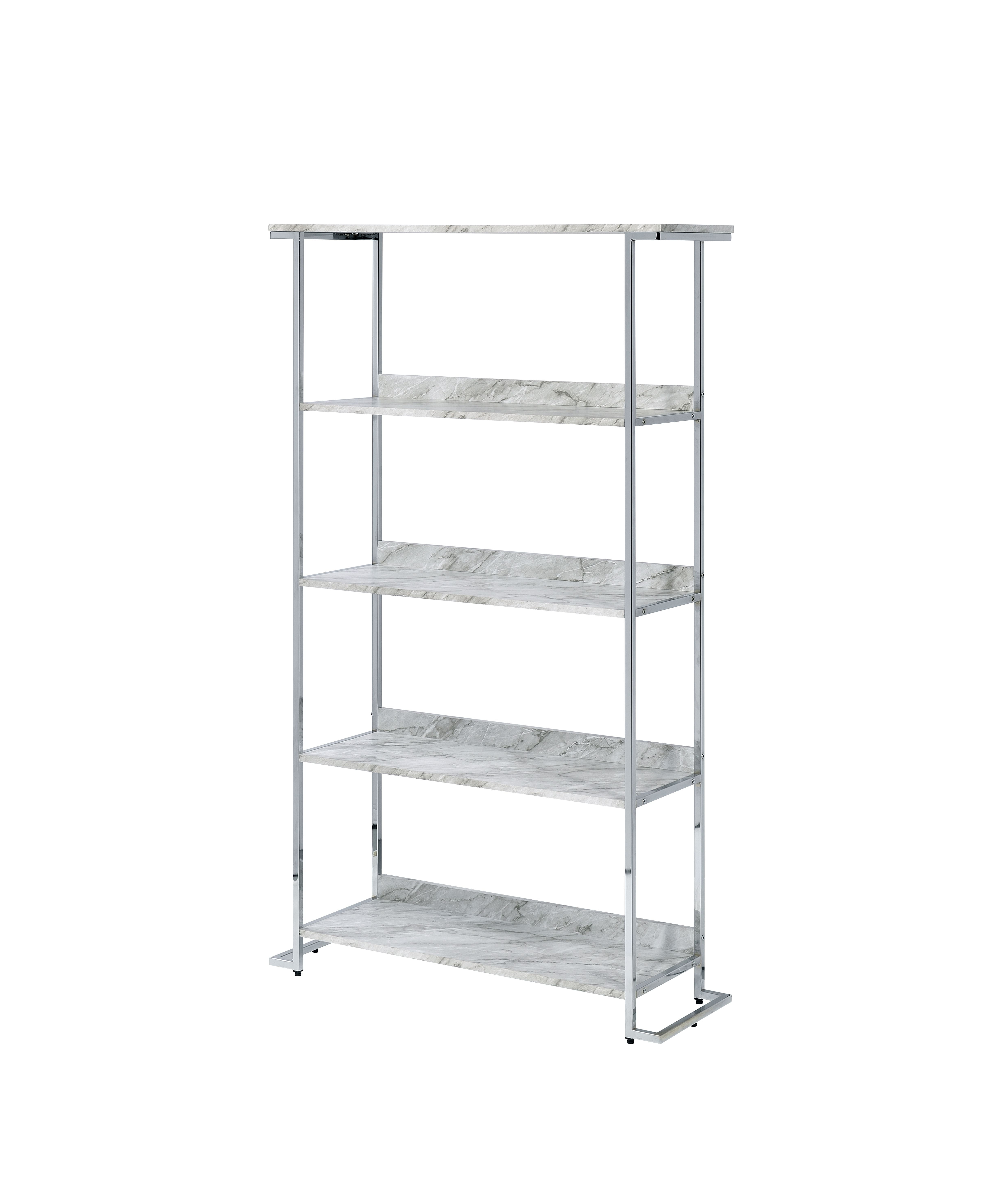 Visage Bookcase In White Printed Faux Marble Chrome Walmart Com