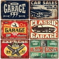thumbnail image 4 of Pintura de hojalata retro de garaje americano, estilo industrial, fondo de reparación de automóviles, pintura decorativa colgante sin marco para pared, 4 of 6